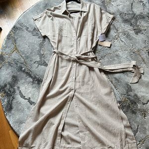 Tan Striped Button Down Dress